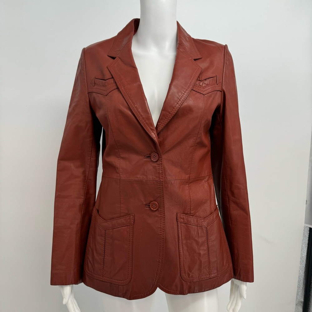 Vintage Bermans Leather Jacket Womens 10 Burnet Orange